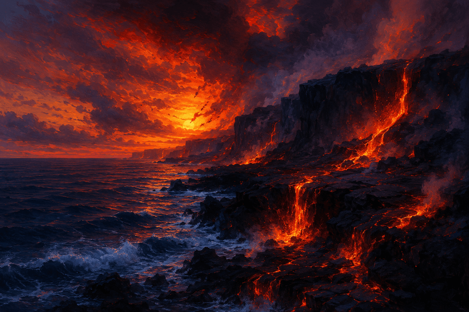 Volcanic coast fictional landscape