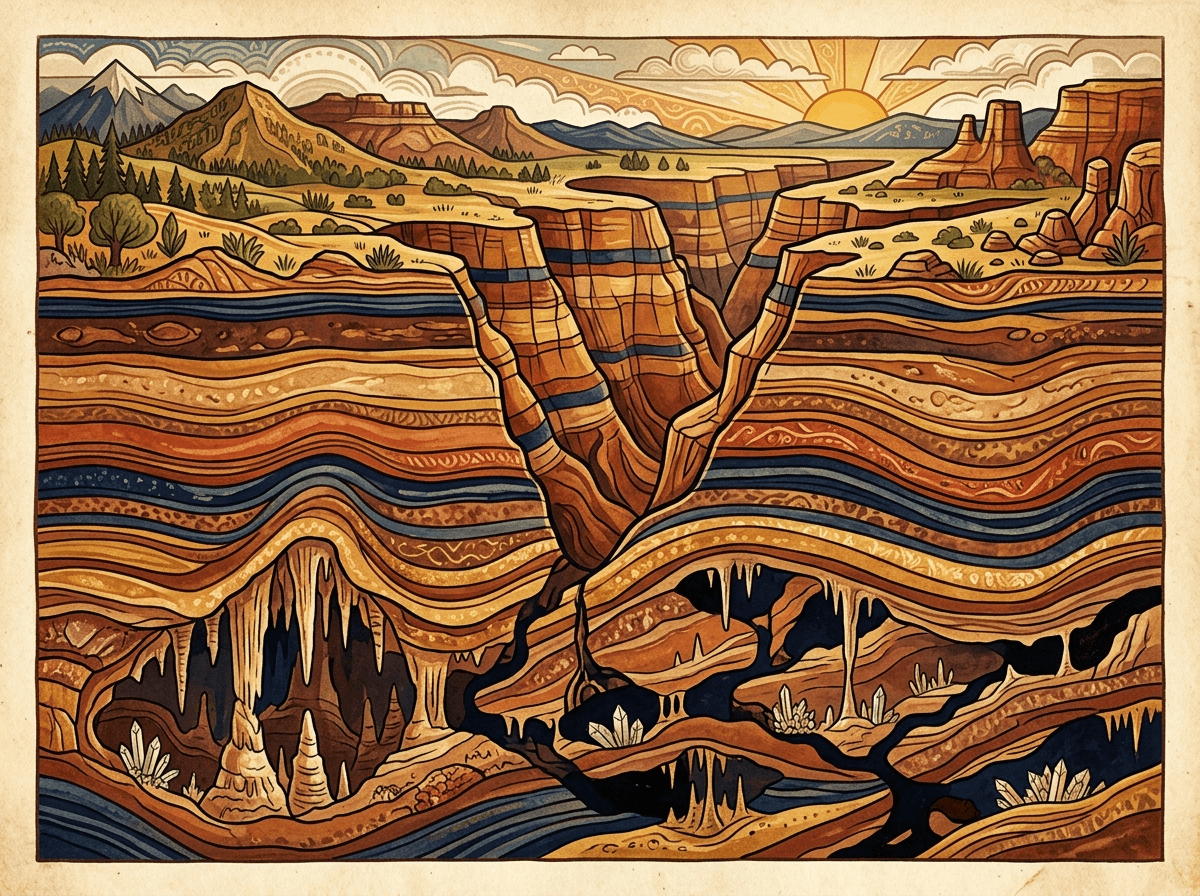 Cross-section — Stylized strata — artistic only