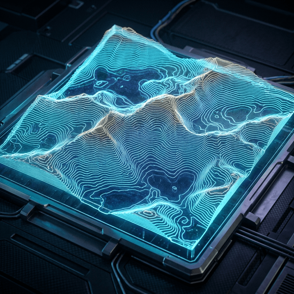 Sci-fi holo fictional map style